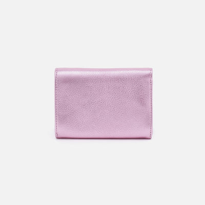 Robin Compact Wallet in Metallic Leather - Pink Metallic