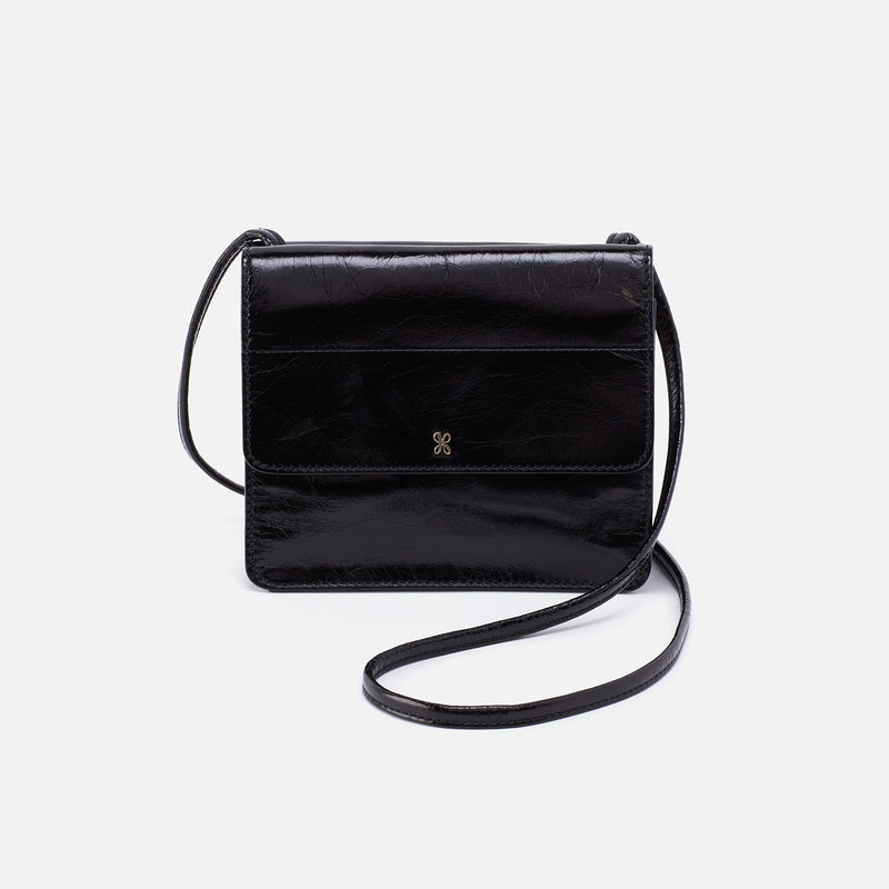 Black leather crossbody wallet Clearance