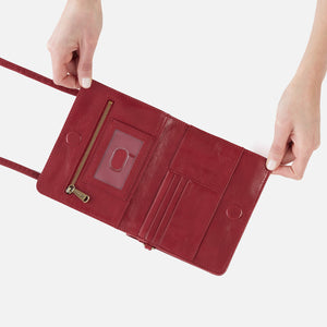 Jill Wallet Crossbody in Polished Leather - Cranberry