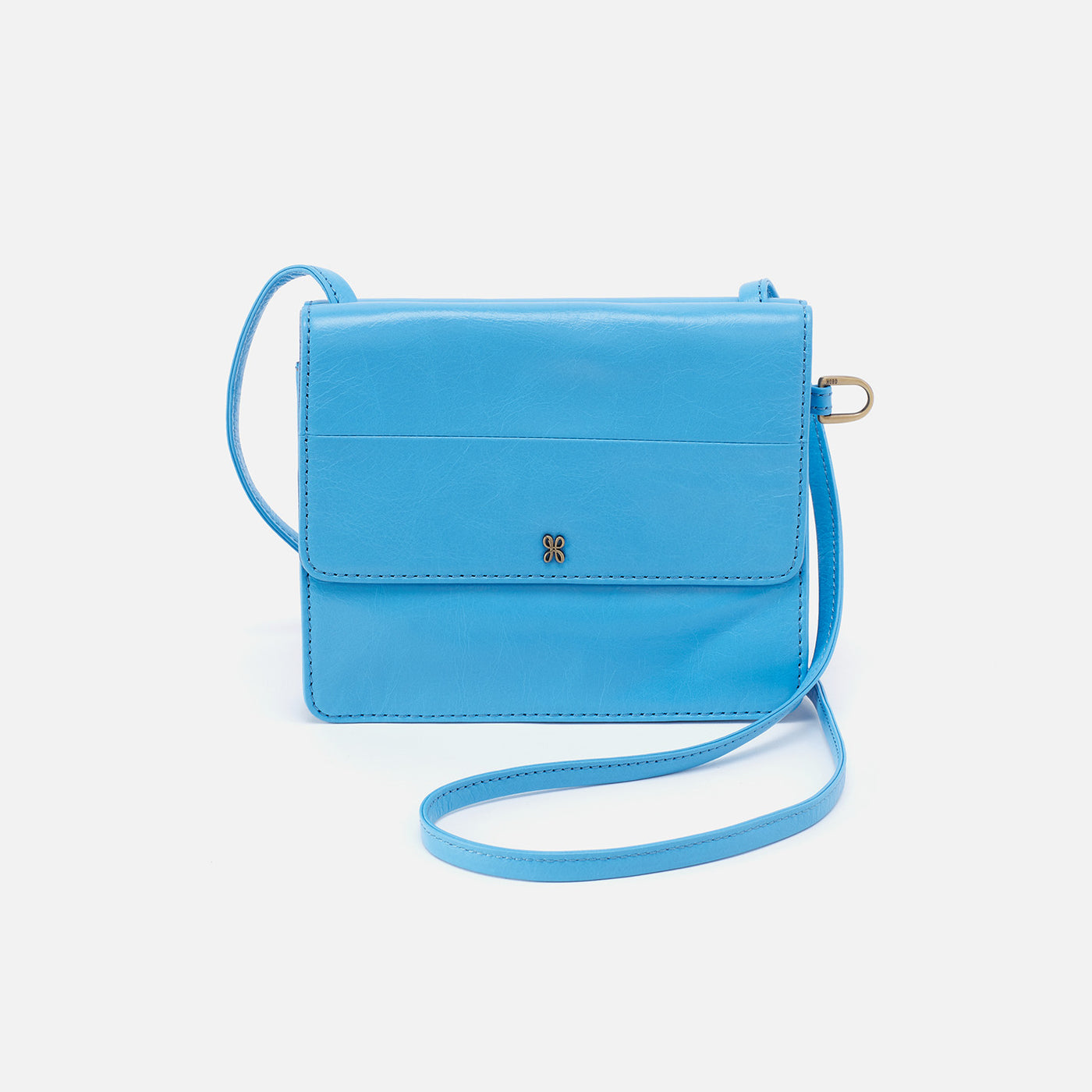 Jill Wallet Crossbody in Polished Leather - Tranquil Blue