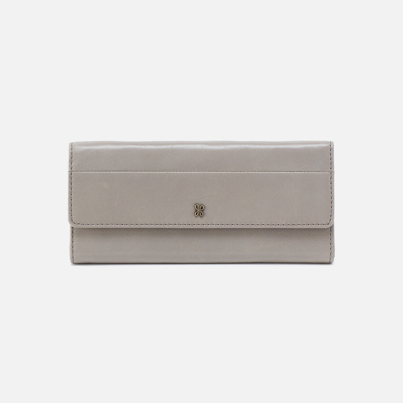 Jill Large Trifold Wallet in Polished Leather - Driftwood