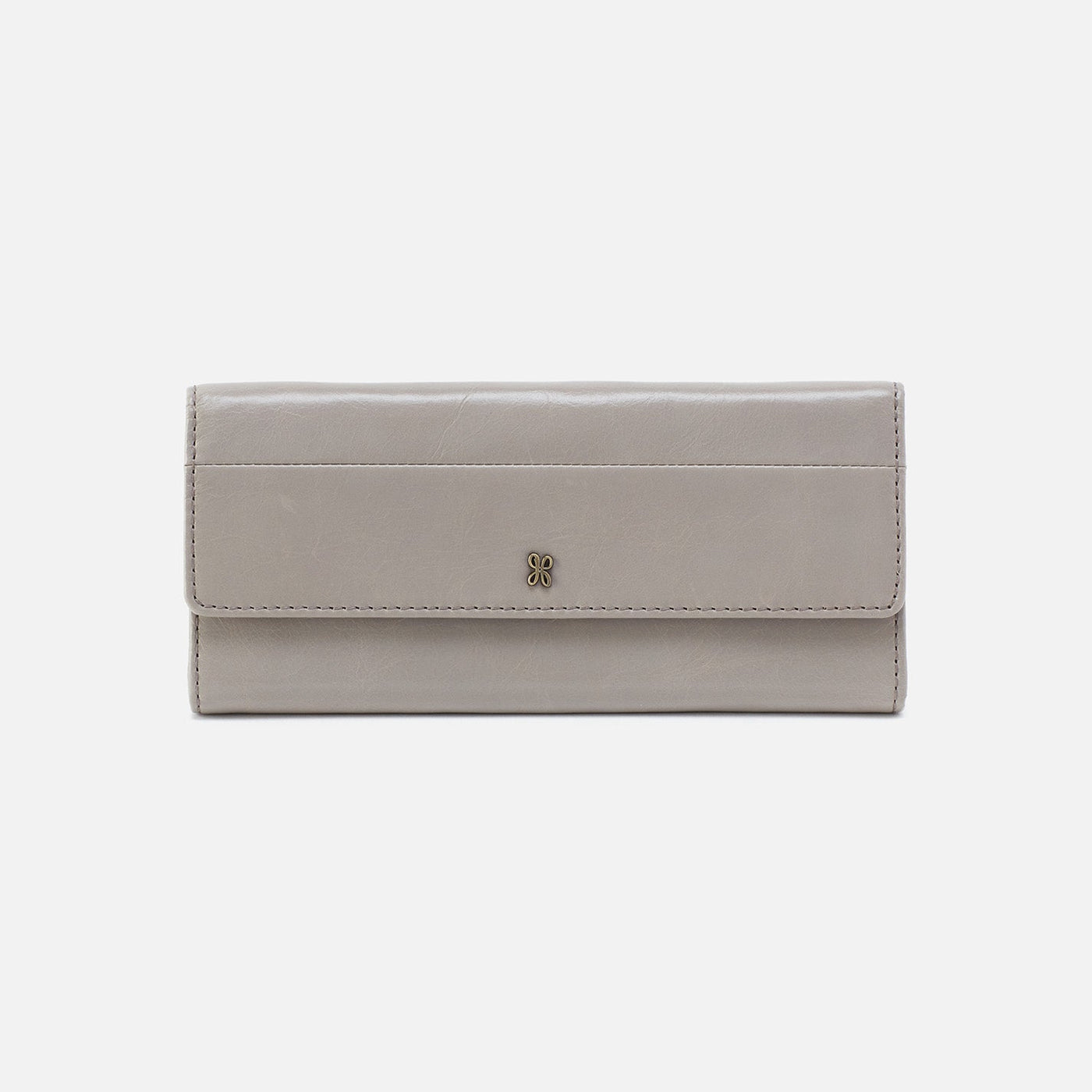 Jill Large Trifold Continental Wallet in Polished Leather - Driftwood