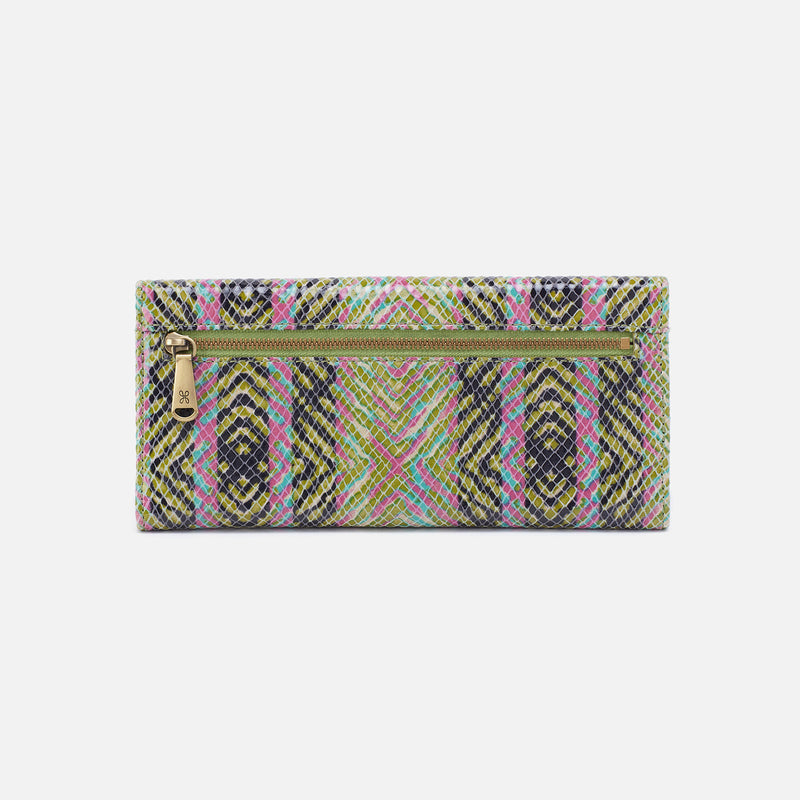 Jill Large Trifold Wallet in Printed Leather - Geo Diamond Print