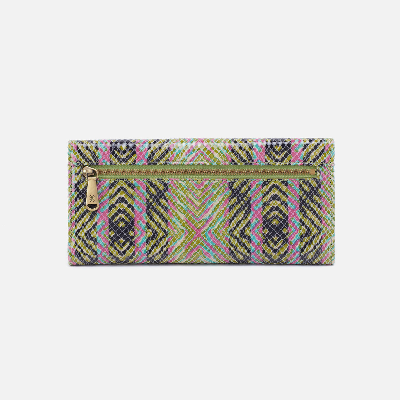 Jill Large Trifold Continental Wallet in Printed Leather - Geo Diamond Print