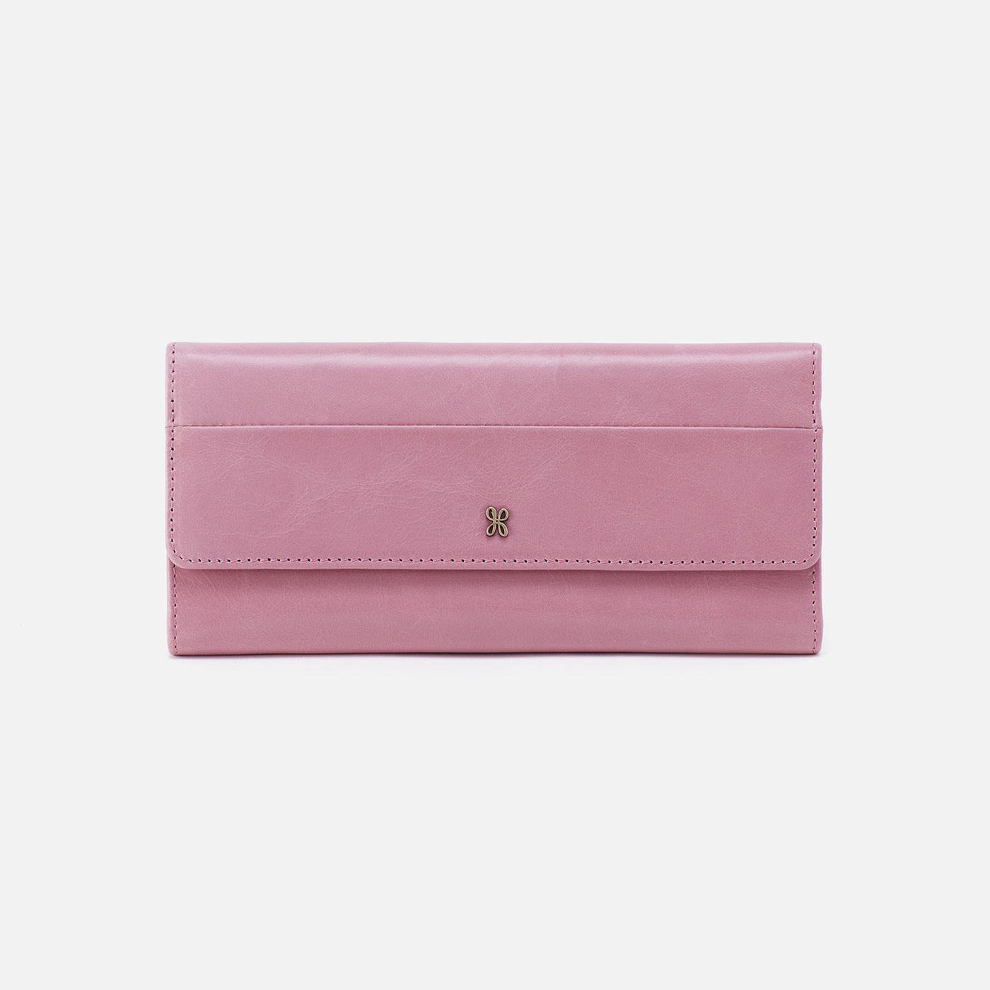 Jill Large Trifold Continental Wallet in Polished Leather - Lilac Rose