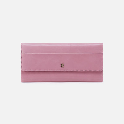 Jill Large Trifold Continental Wallet in Polished Leather - Lilac Rose