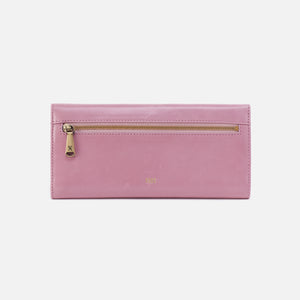Jill Large Trifold Wallet in Polished Leather - Lilac Rose