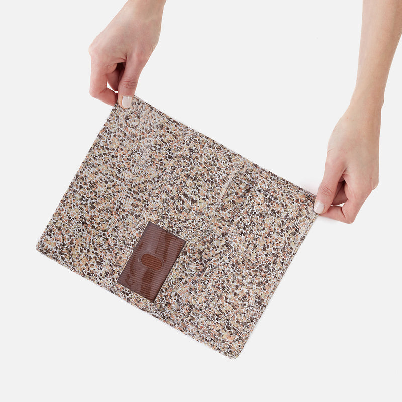Jill Large Trifold Wallet in Printed Leather - Terrazzo