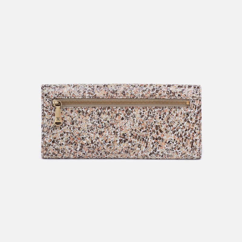 Jill Large Trifold Wallet in Printed Leather - Terrazzo