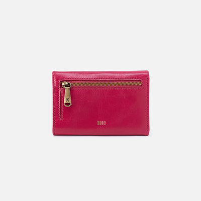 Jill Trifold Wallet in Polished Leather - Fuchsia