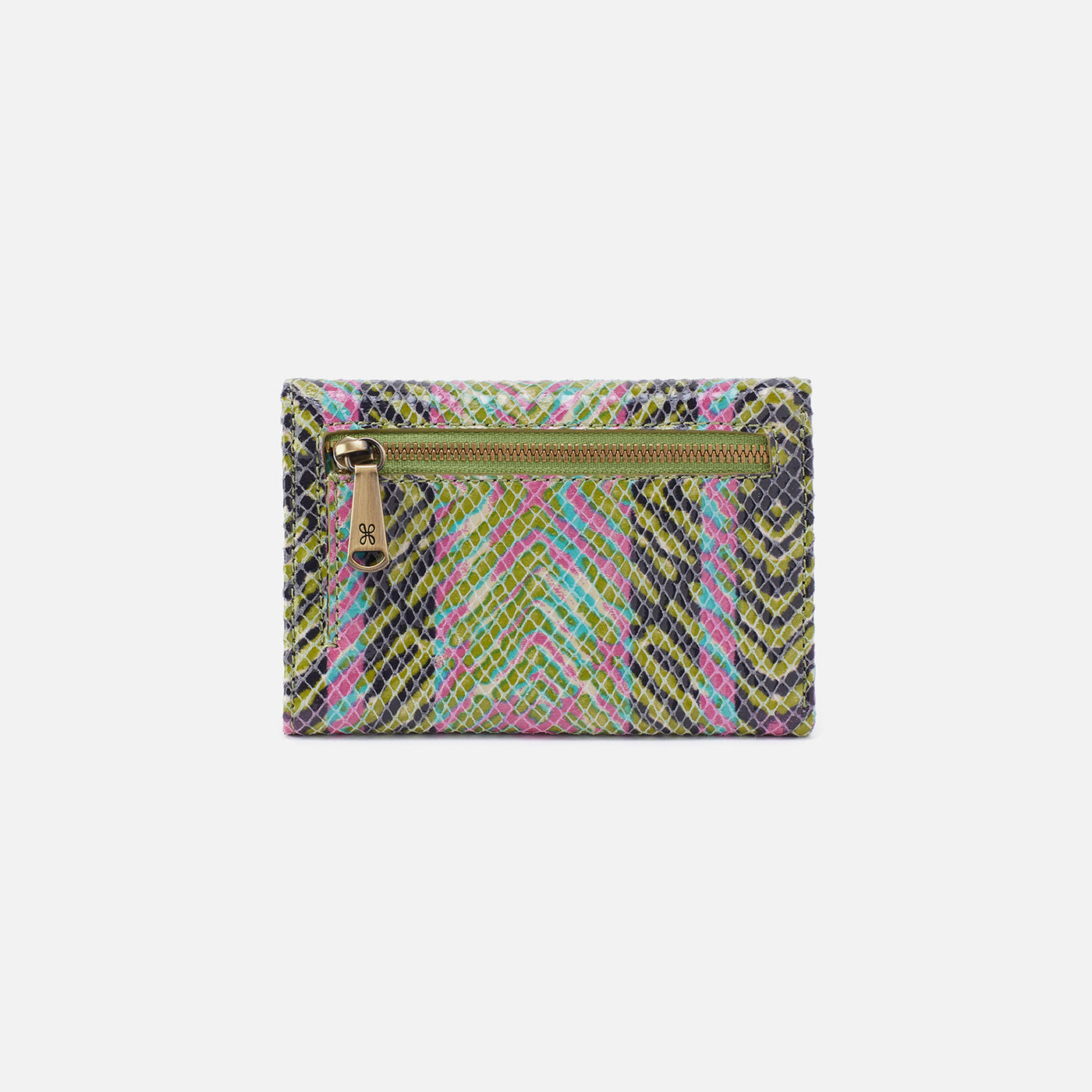 Jill Trifold Wallet in Printed Leather - Geo Diamond Print