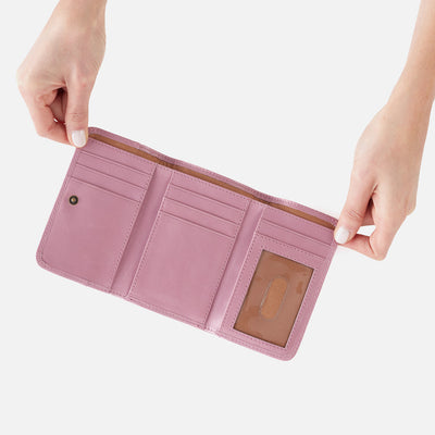 Jill Trifold Wallet in Polished Leather - Lilac Rose