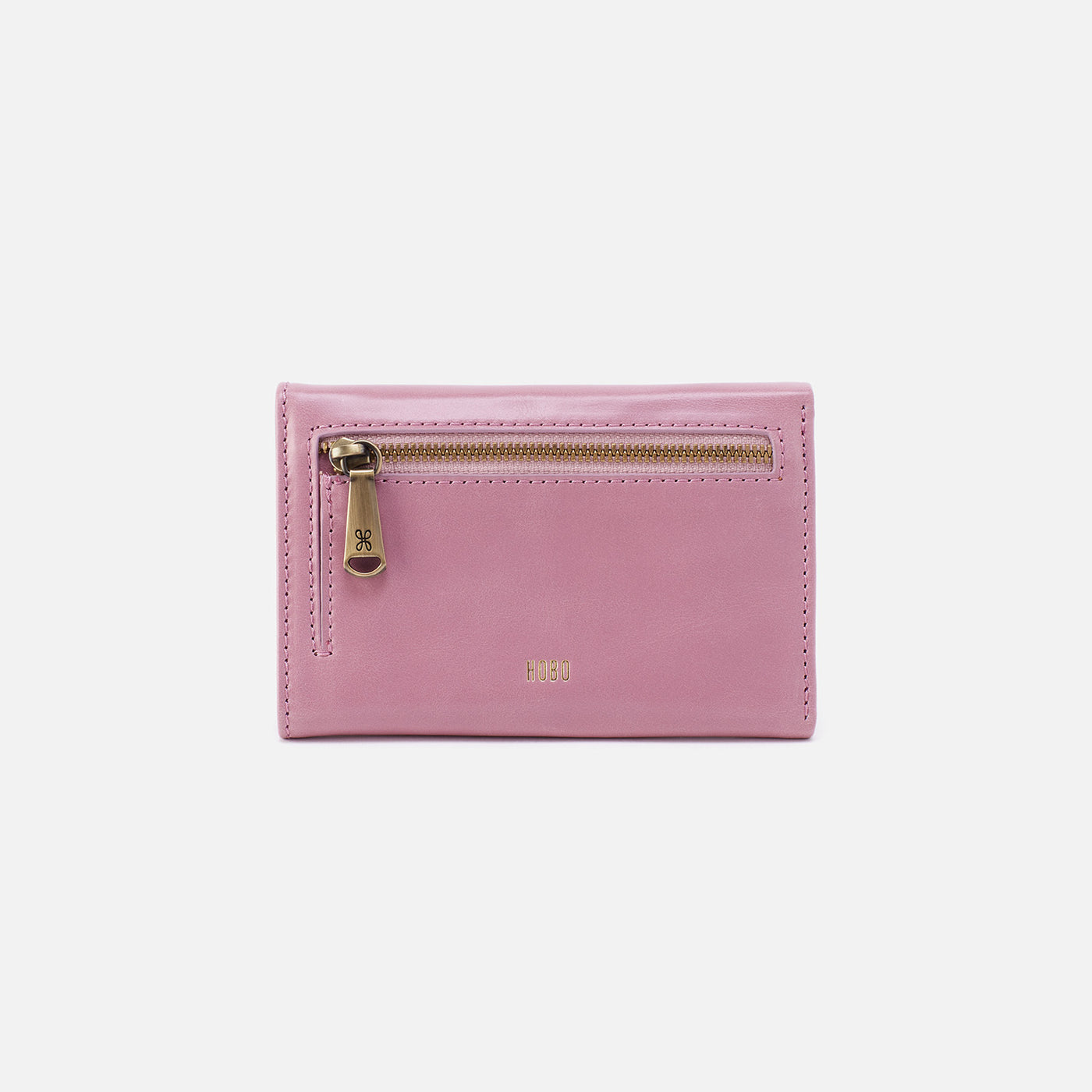Jill Trifold Wallet in Polished Leather - Lilac Rose