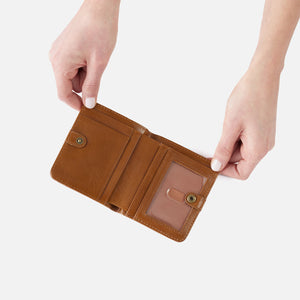 Max Mini Bifold Compact Wallet in Polished Leather - Truffle
