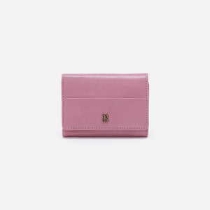 Jill Mini Trifold Wallet in Polished Leather - Lilac Rose
