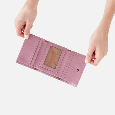 Jill Mini Trifold Wallet in Polished Leather - Lilac Rose