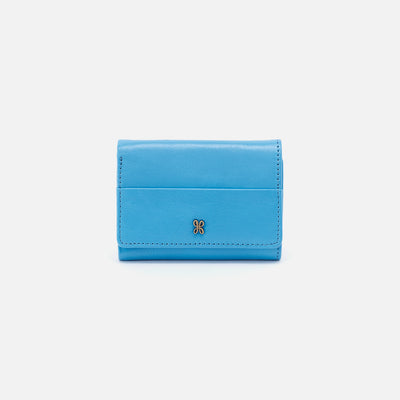Jill Mini Trifold Wallet in Polished Leather - Tranquil Blue