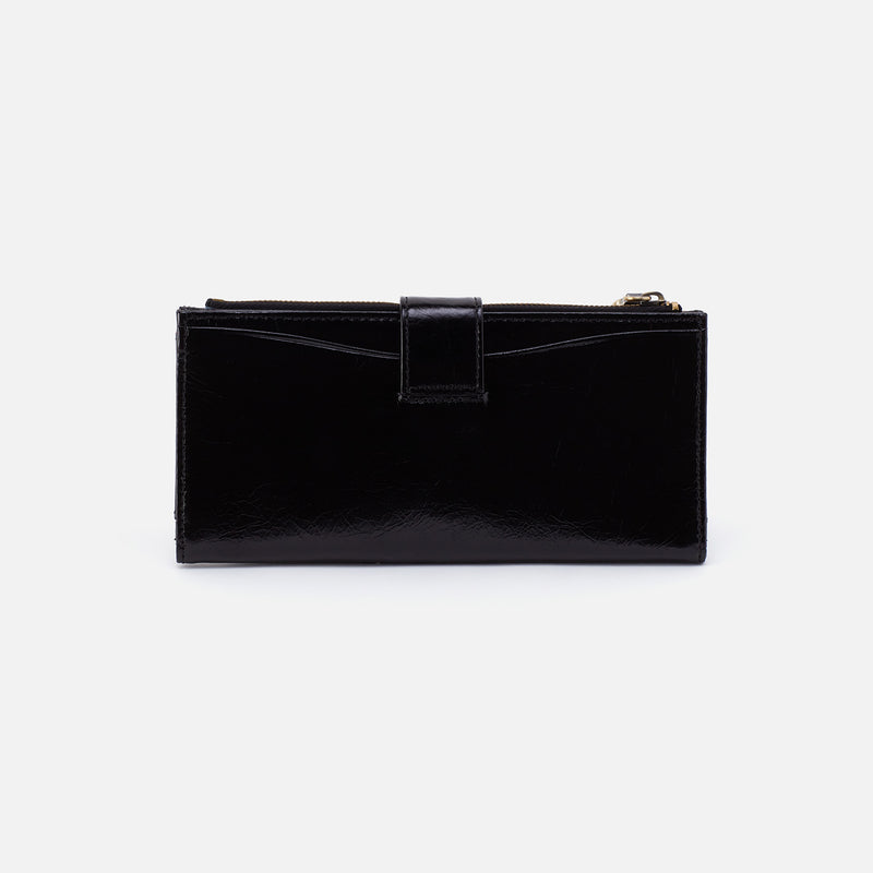 Max Continental Wallet in Polished Leather - Black