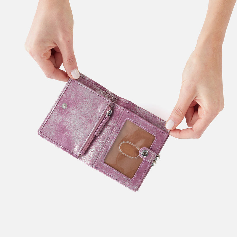 Violet Mini Wallet in Metallic Leather - Violet Metallic
