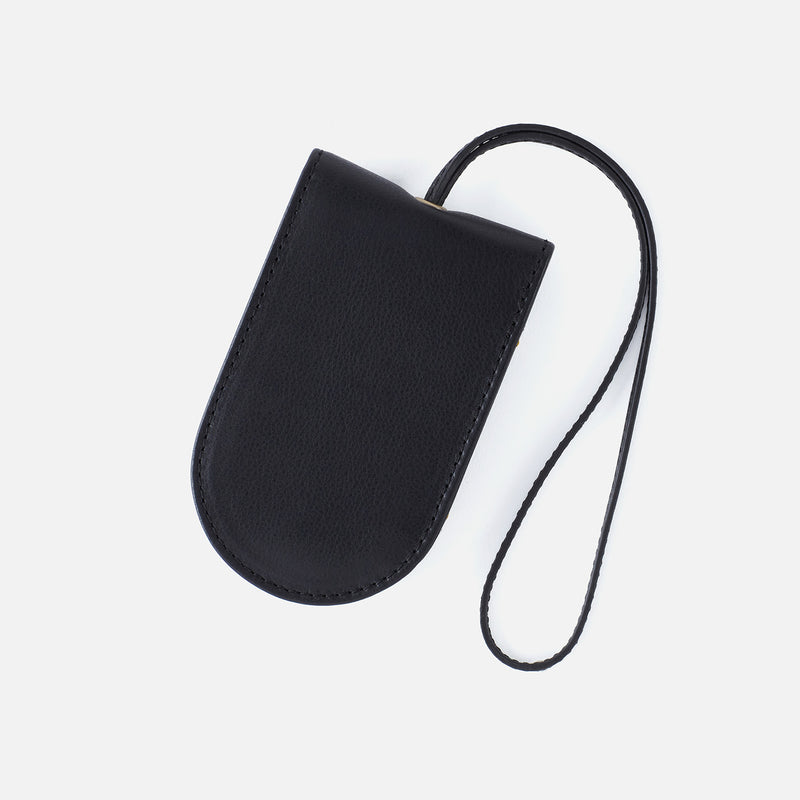 Mr. Luggage Tag in Polished Leather - Black