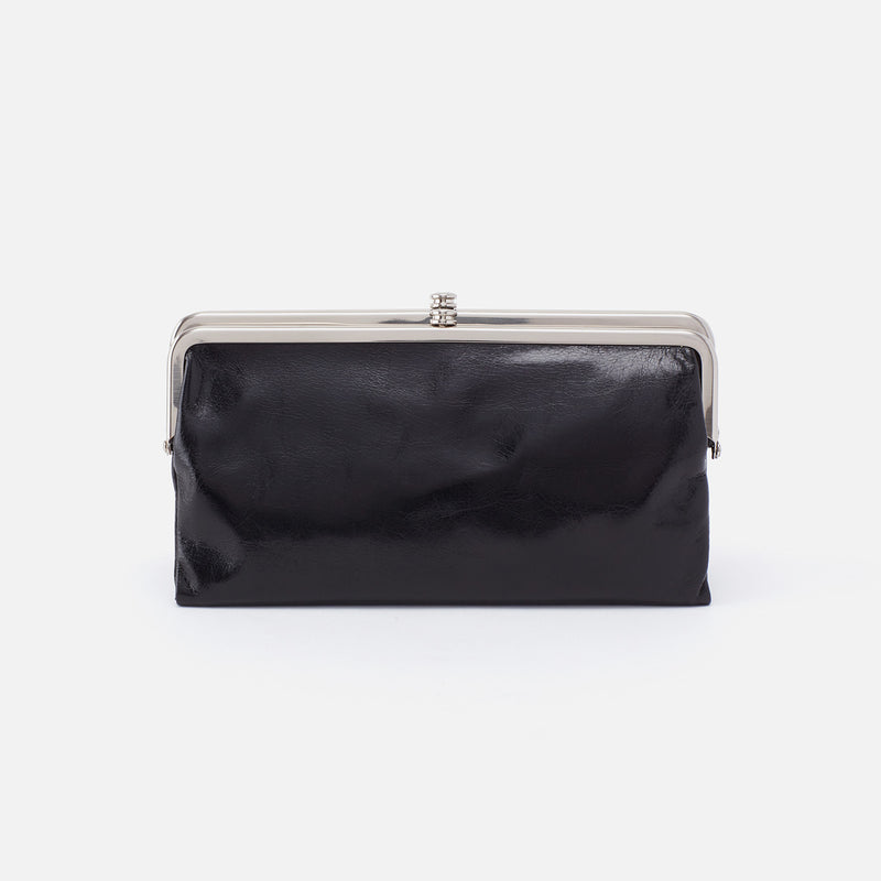 Lauren Clutch-Wallet in Polished Leather - Black