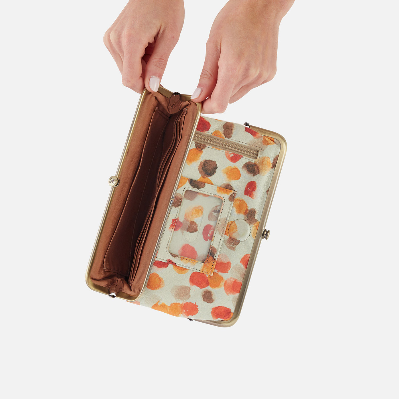 Lauren Clutch-Wallet in Printed Leather - Dots Print
