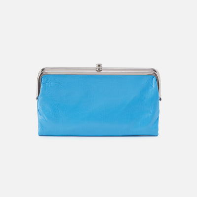 Lauren Clutch-Wallet in Polished Leather - Tranquil Blue