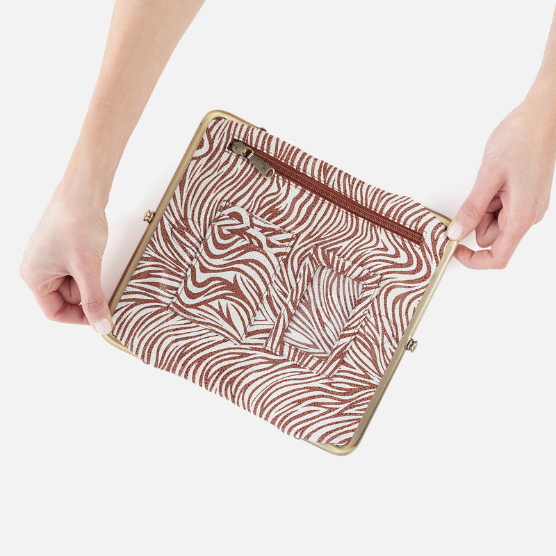 Lauren Clutch-Wallet in Printed Leather - Ginger Zebra