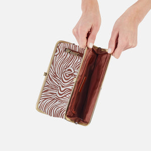 Lauren Clutch-Wallet in Printed Leather - Ginger Zebra