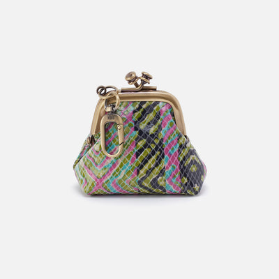 Run Frame Pouch in Printed Leather - Geo Diamond Print