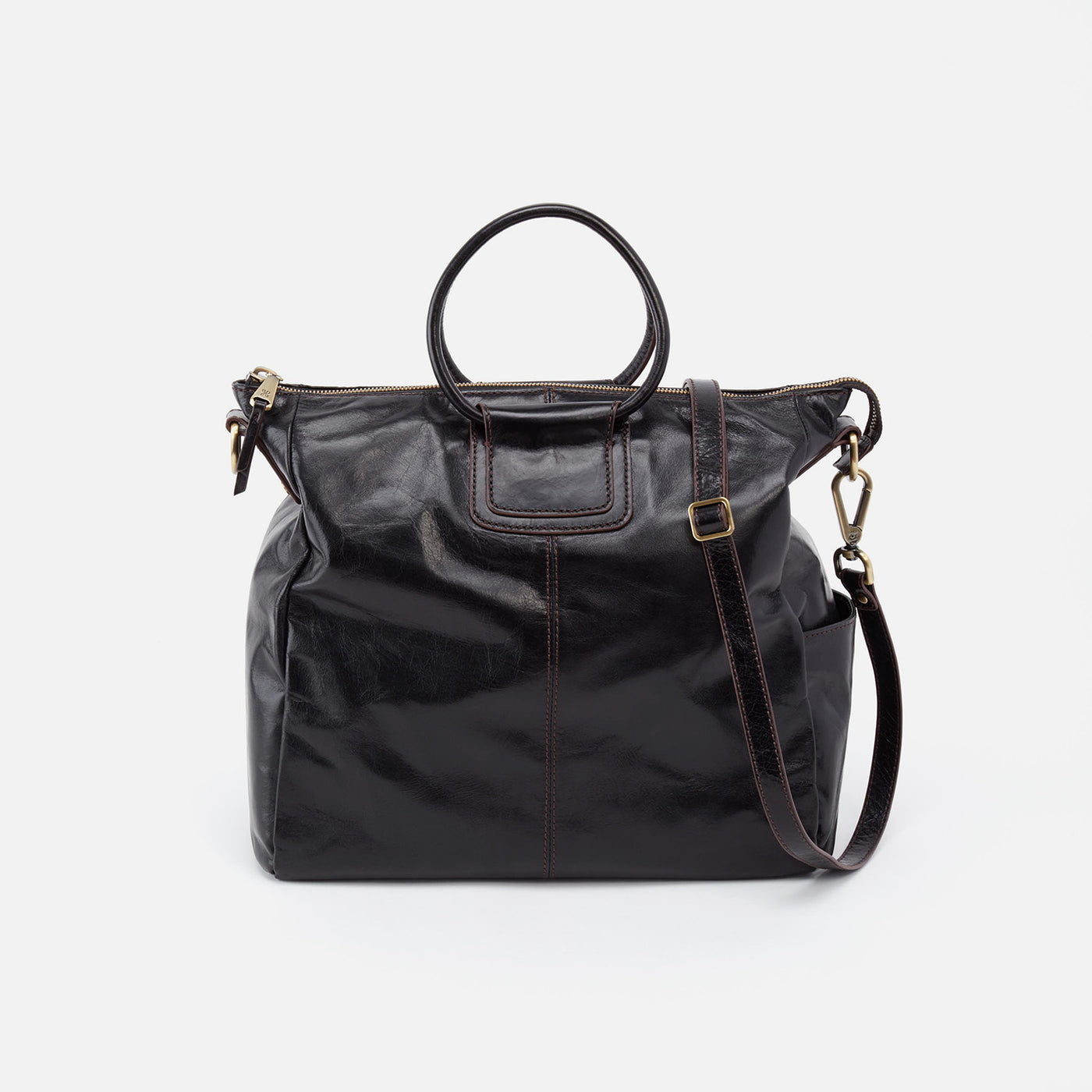 Sheila Large Satchel in Polished Leather - Black