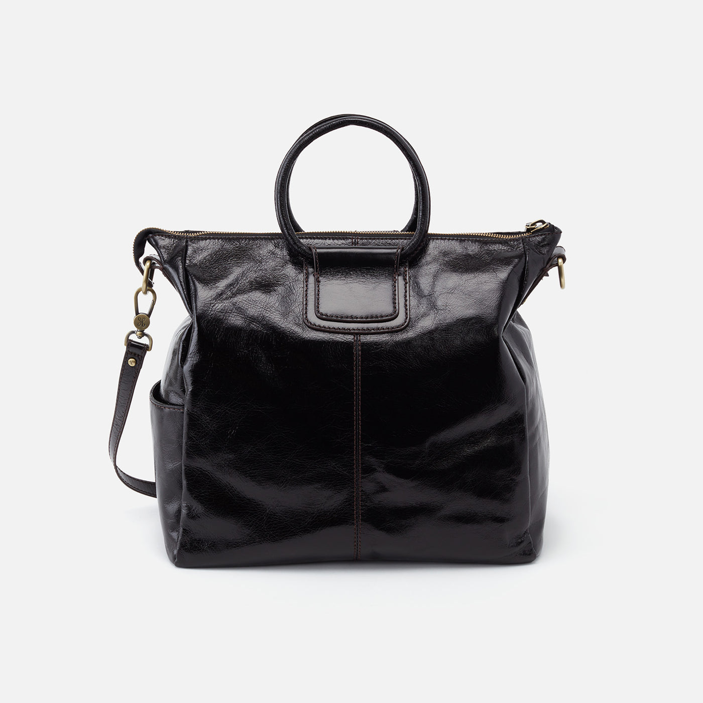 Sheila Large Satchel in Polished Leather - Black