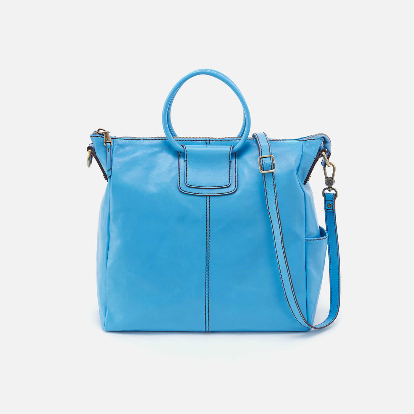 Sheila Large Satchel in Polished Leather - Tranquil Blue