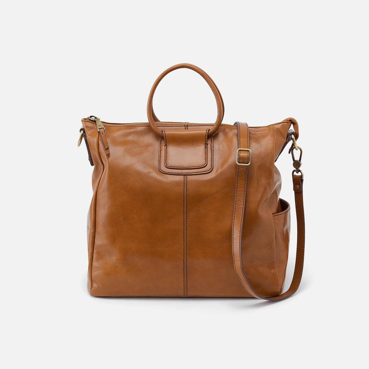 Sheila Large Satchel in Polished Leather - Truffle