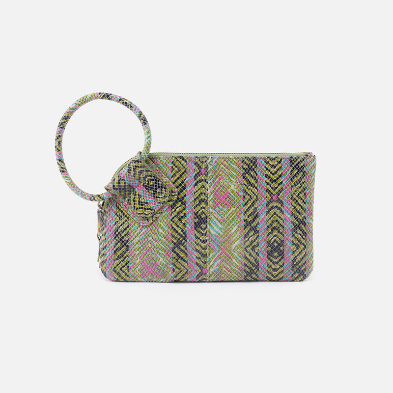 Sable Wristlet in Printed Leather - Geo Diamond Print