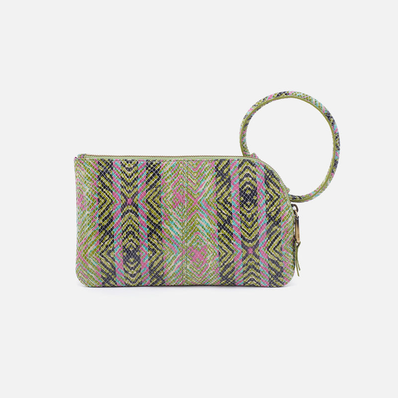 Sable Wristlet in Printed Leather - Geo Diamond Print