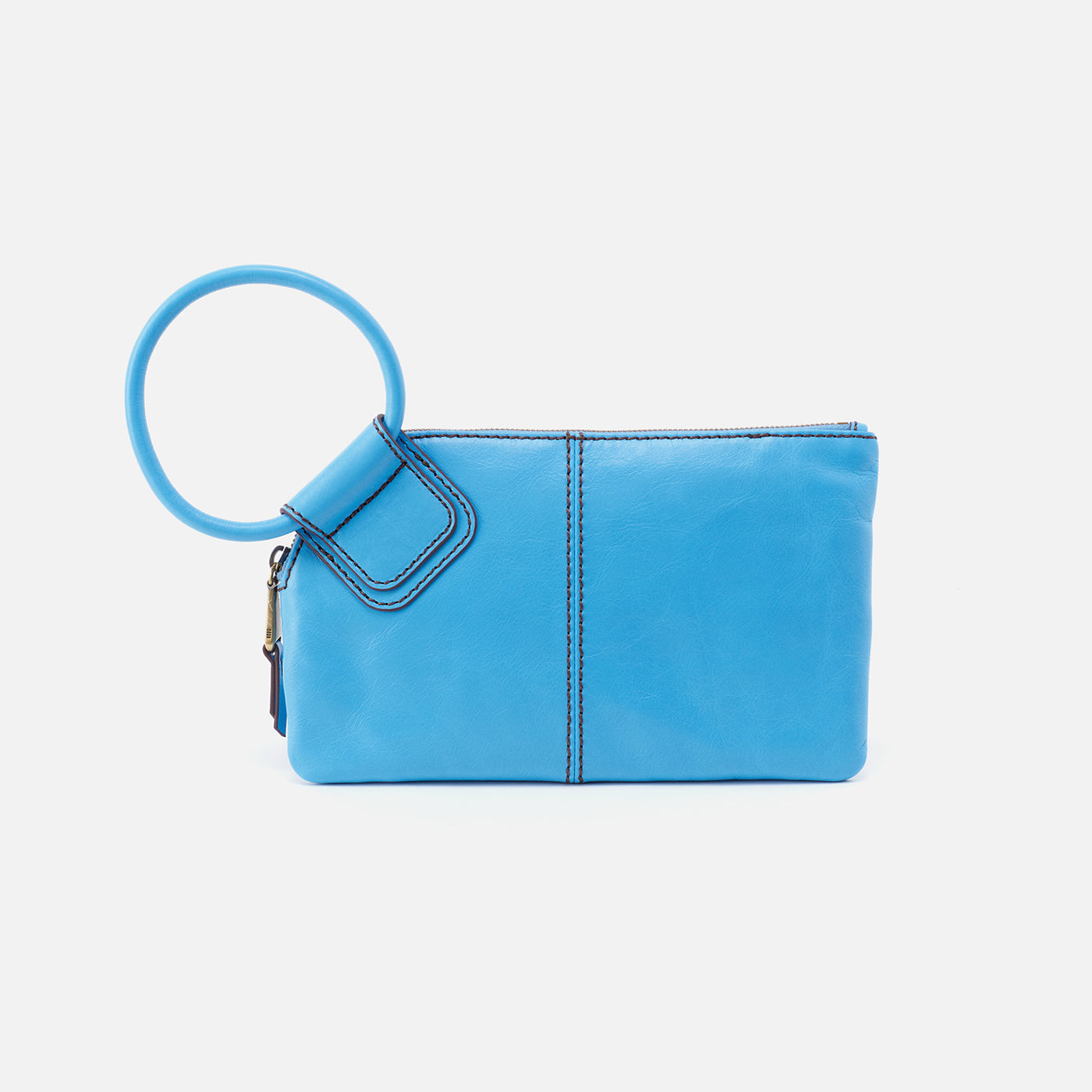 Sable Wristlet in Polished Leather - Tranquil Blue