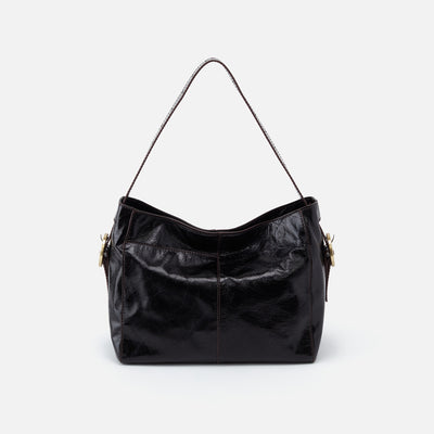 Render Shoulder Bag in Polished Leather - Black