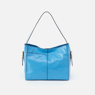 Render Shoulder Bag in Polished Leather - Tranquil Blue