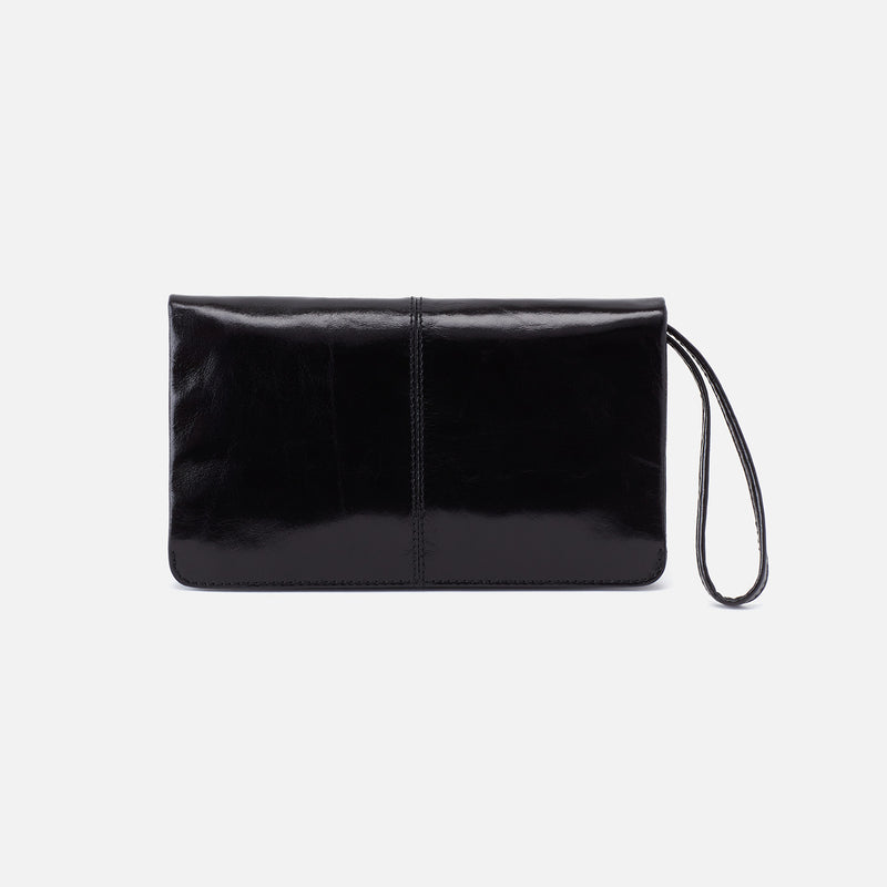 Evolve Wristlet in Polished Leather - Black