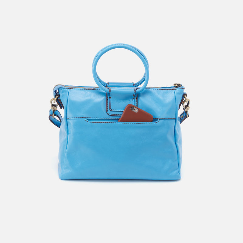 Sheila Medium Satchel in Polished Leather - Tranquil Blue