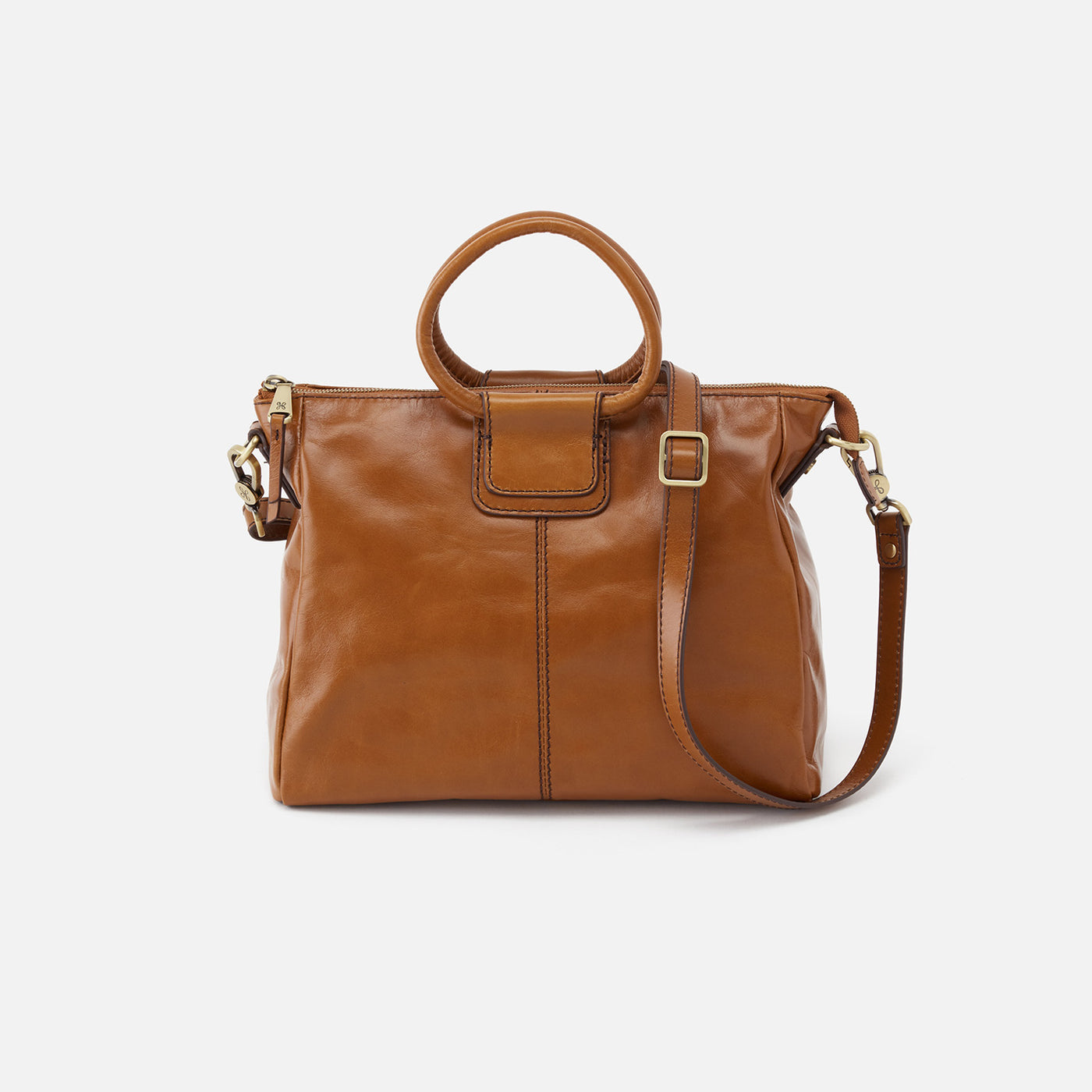 Sheila Medium Satchel in Polished Leather - Truffle