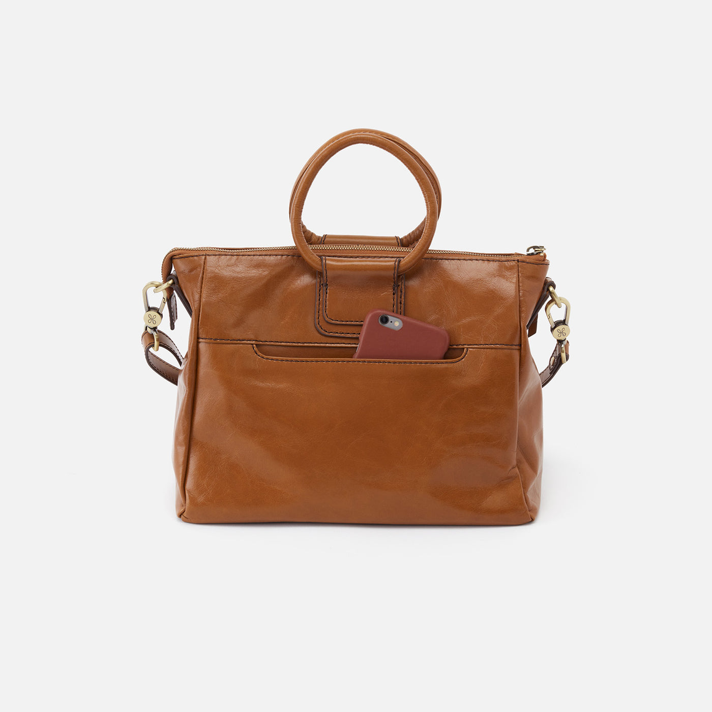 Sheila Medium Satchel in Polished Leather - Truffle