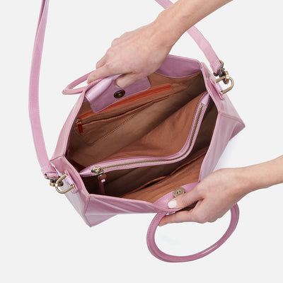 Heidi Satchel in Polished Leather - Lilac Rose