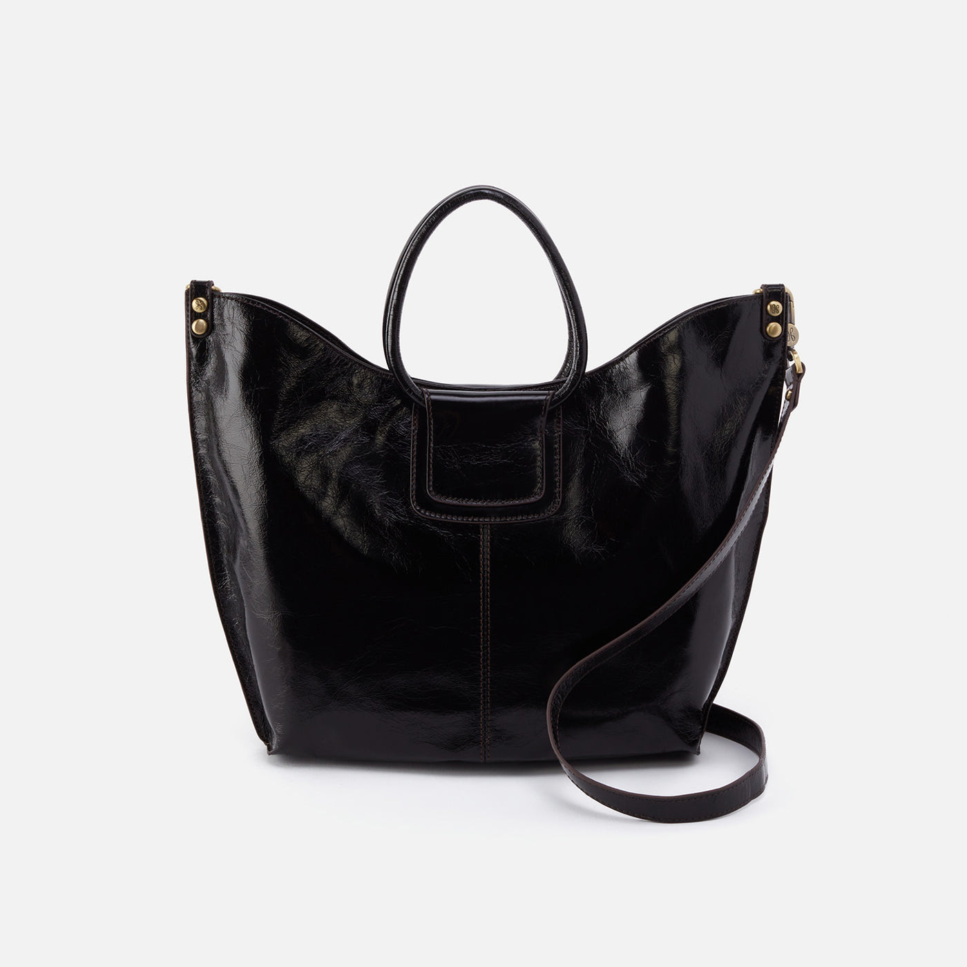 Sheila Tote in Polished Leather - Black