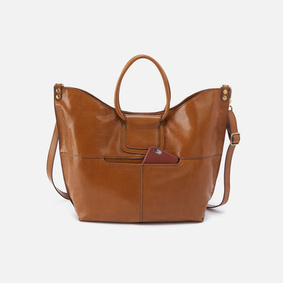 Sheila Tote in Polished Leather - Truffle
