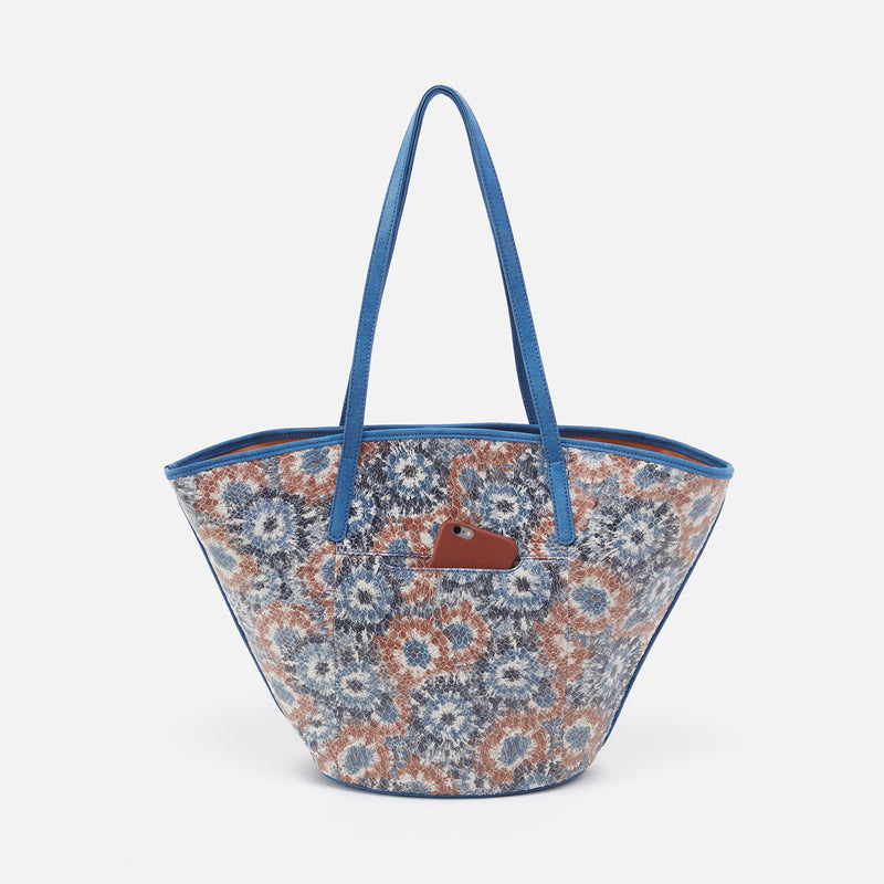 Ellison Tote in Printed Leather - Blue Burst