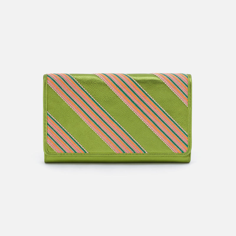 Farrow Clutch in Metallic Leather - Green Metallic
