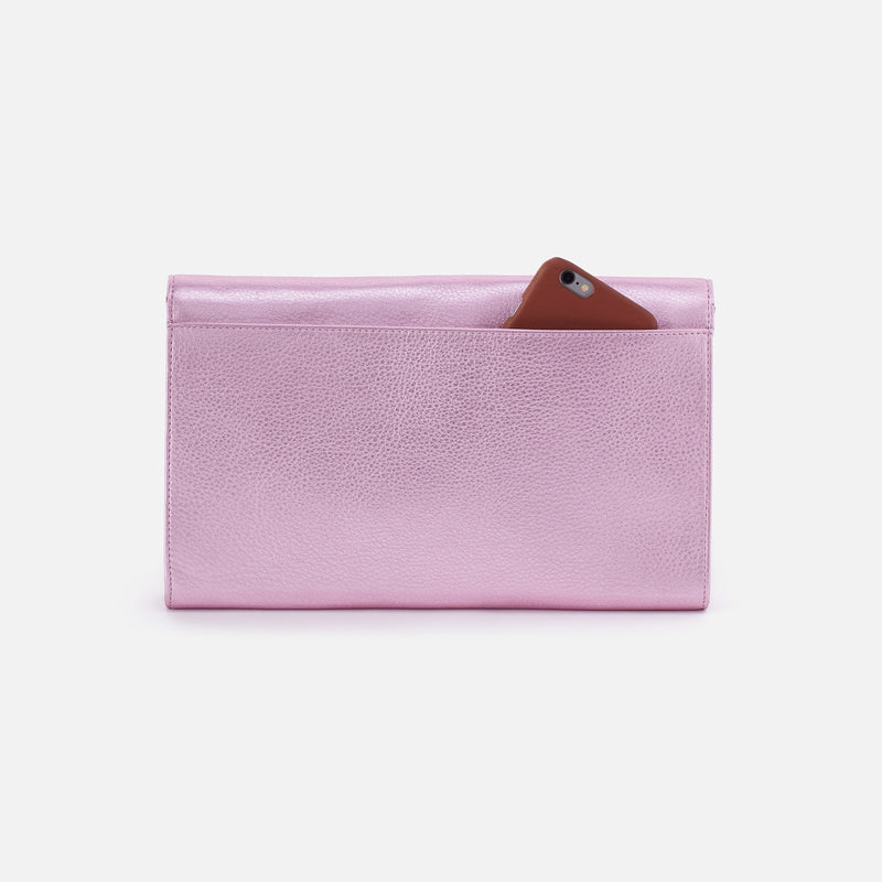 Farrow Clutch in Metallic Leather - Pink Metallic