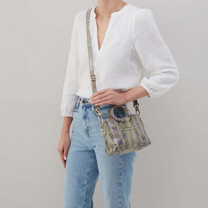 Heidi Mini Satchel in Printed Leather - Geo Diamond Print